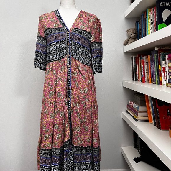 Sacred Threads Dresses & Skirts - Sacred Threads, Boho Peasant Dress, 3/4 Sleeve, Size Large